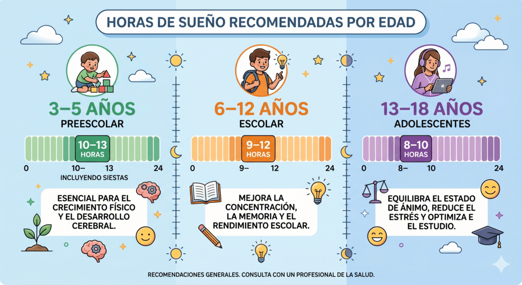 Horas de sueño recomendadas por edad
